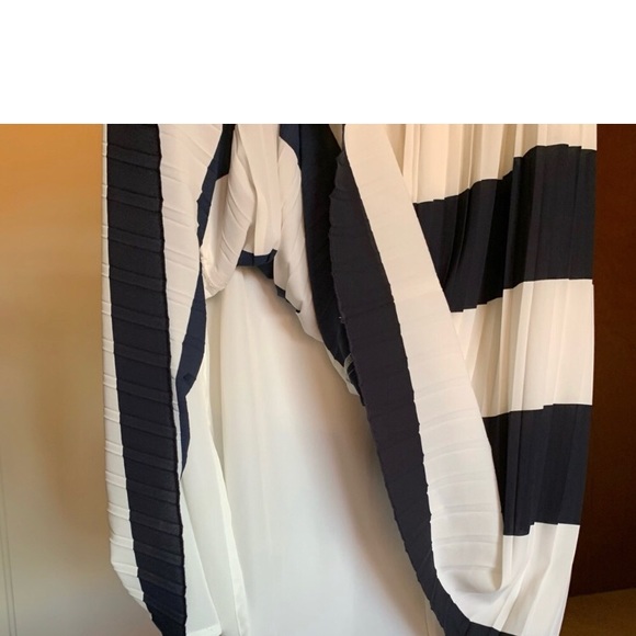 J Crew Factory Navy and Ivory Pleated Skirt - Picture 4 of 10